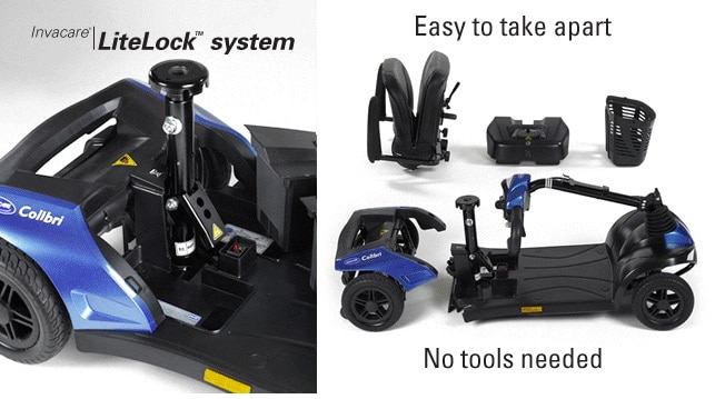 Blue Colibri mobility scooter from Invacare