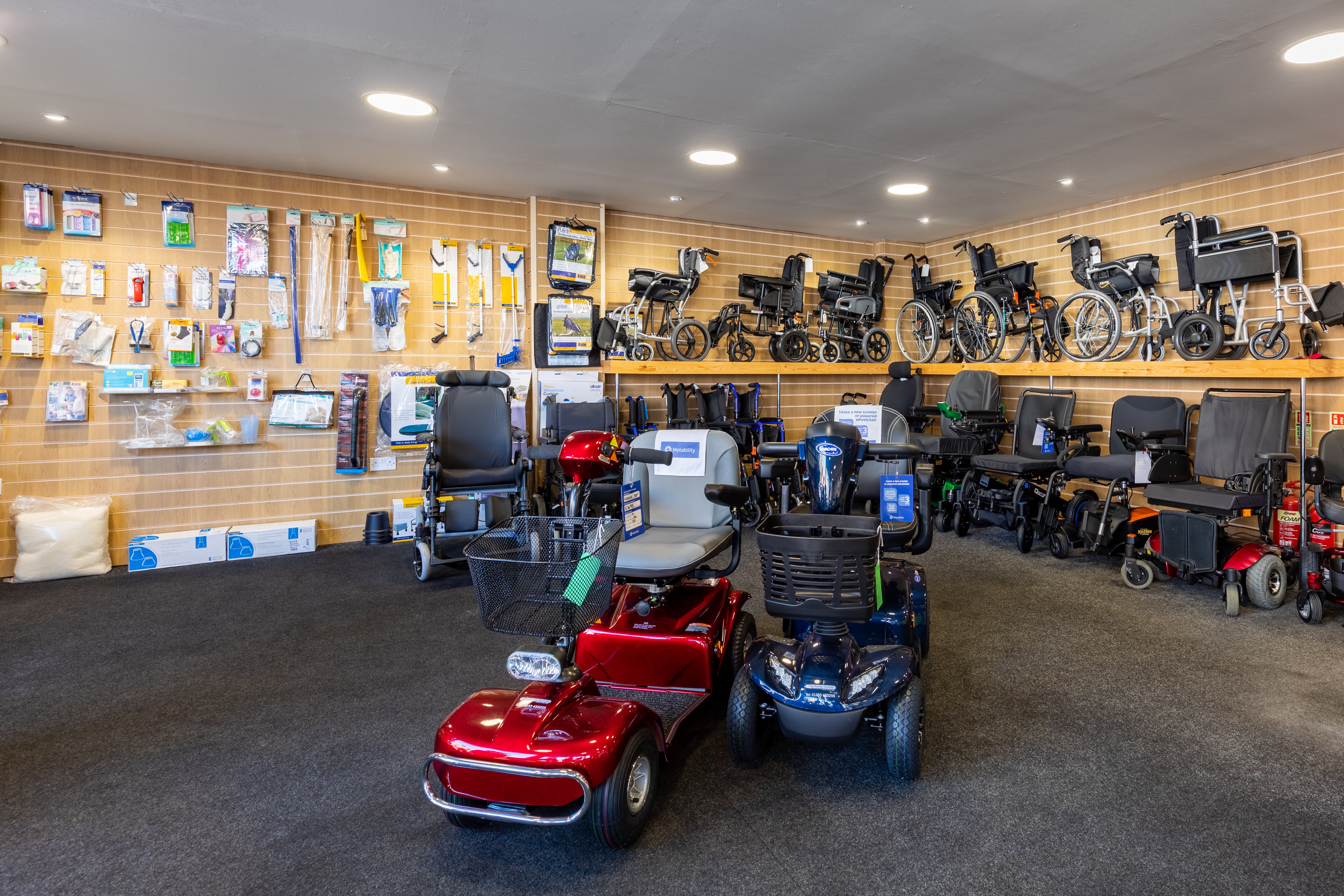 Large mobility scooters at Clacton mobility shop