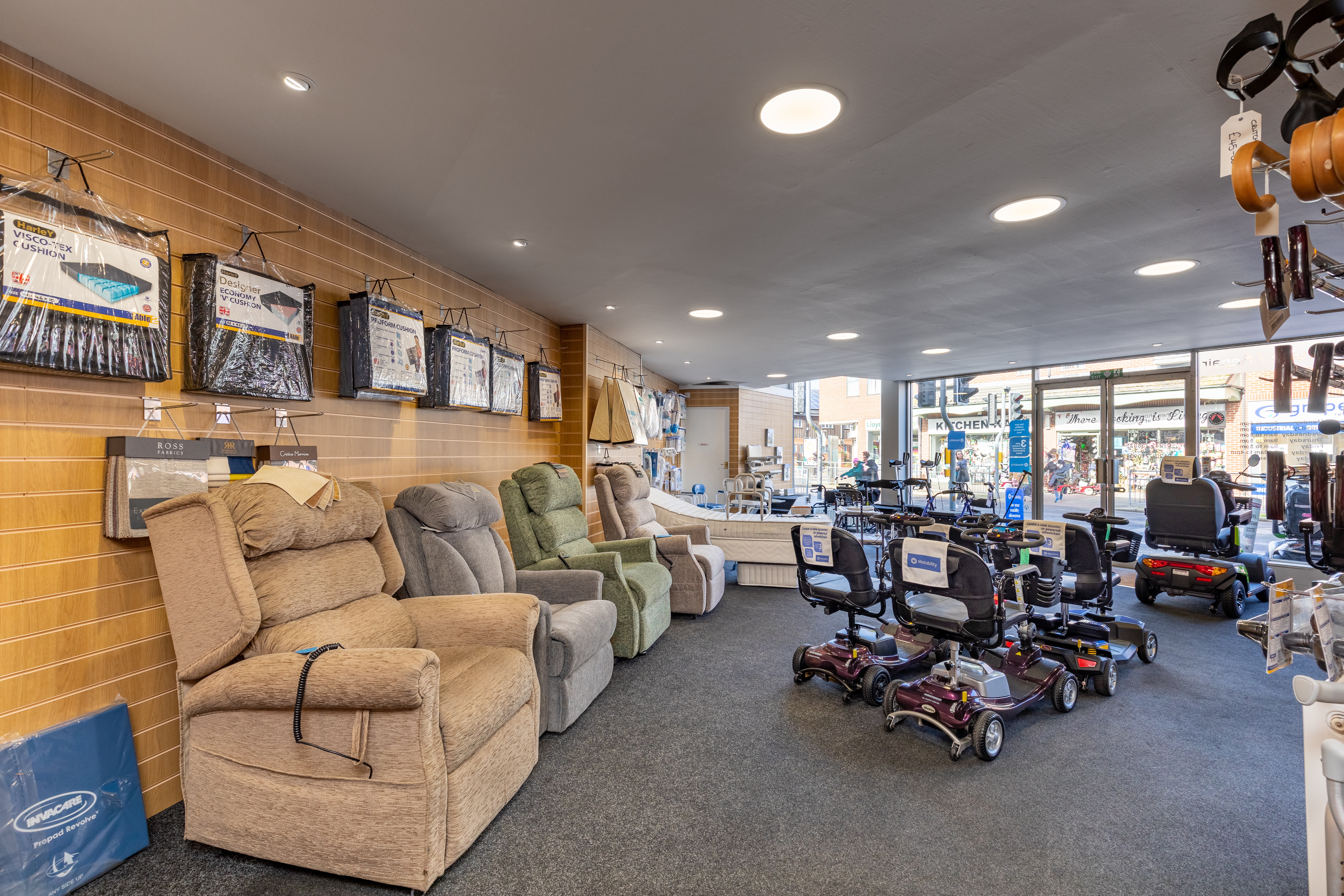 Rise and recline chairs at Clacton mobility shop