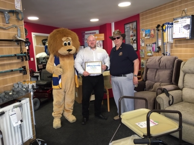 Certificate from Clacton Lions Charity