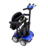 Globe Trotter mobility scooter in capri blue fully folded