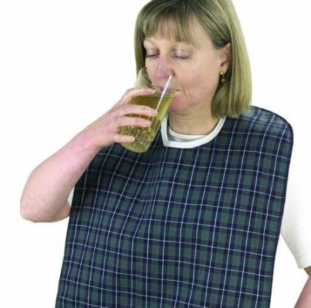 a bib to protect clothes from spillages when eating or drinking